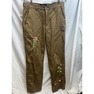 TEDDY FRESH Brown Appliqué Embroidered Chinos Pants Size 30 EUC